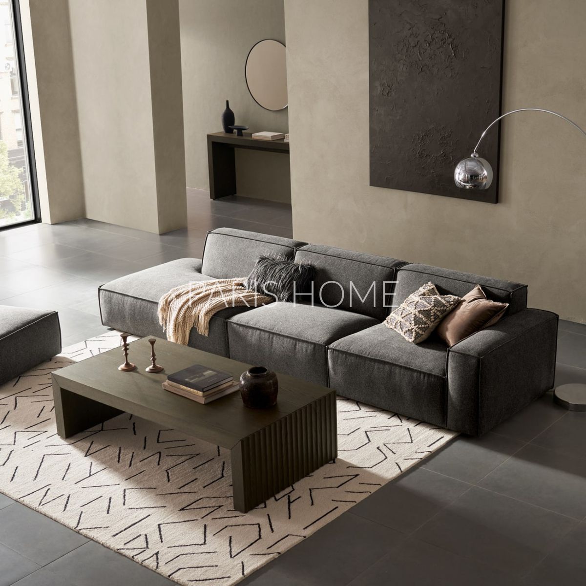 GENERICO - Sofá Chaise Derecho Extendible Jonathan - Gris Oscuro