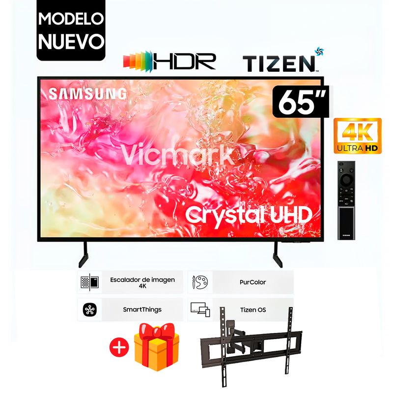 SAMSUNG - Televisor Samsung 65 Pulg. Crystal Smart TV Tizen UHD 4K UN65DU7000GXPE + RACK
