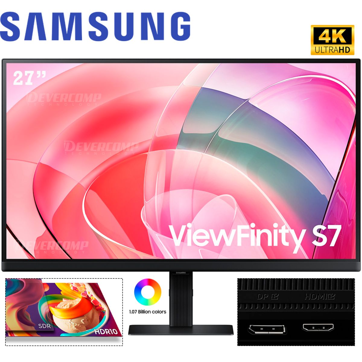 SAMSUNG - Monitor Samsung ViewFinity S7 27"  IPS 4K UHD 60Hz 5ms