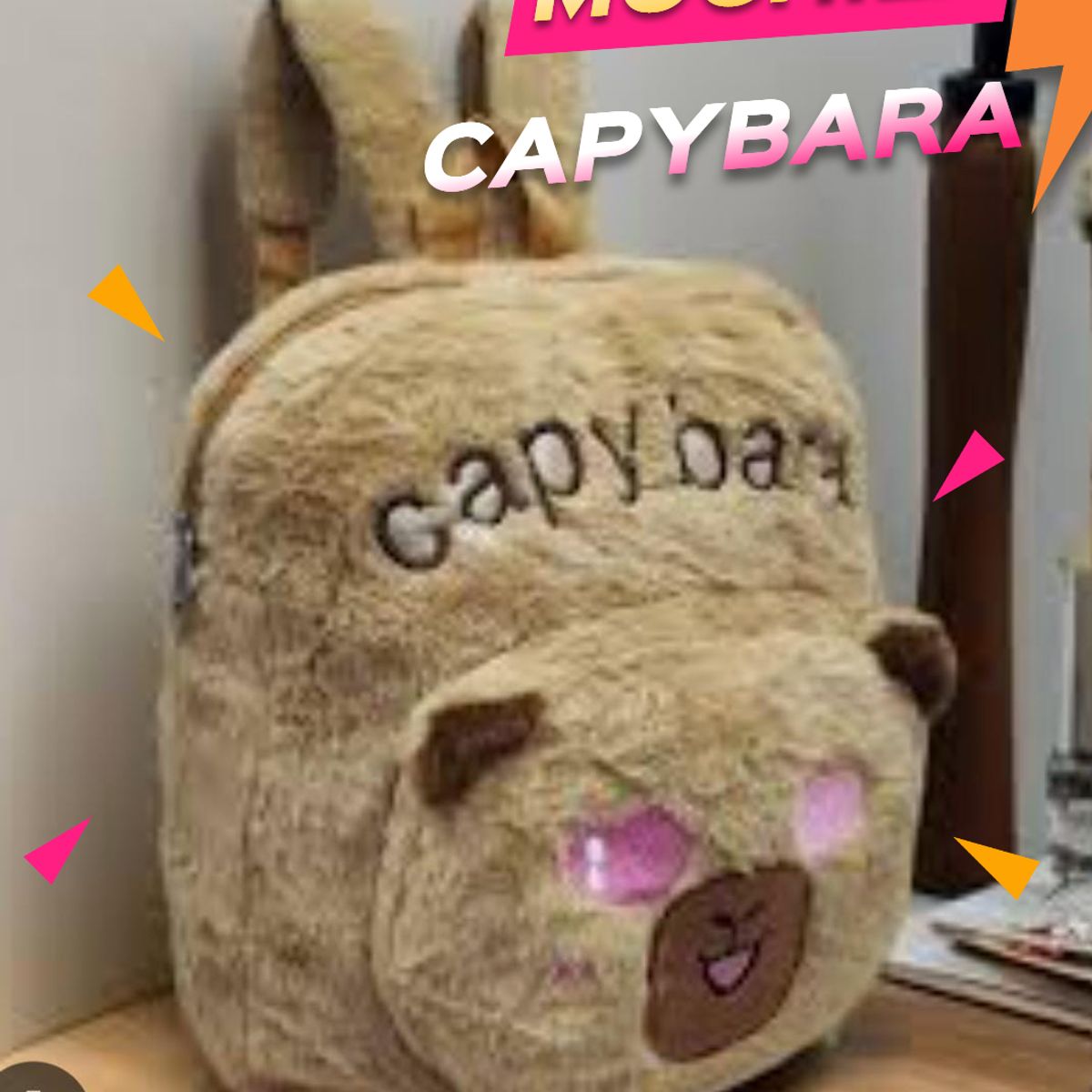GENERICO - MOCHILA CAPIBARA PELUCHE AFELPADO MARRÓN