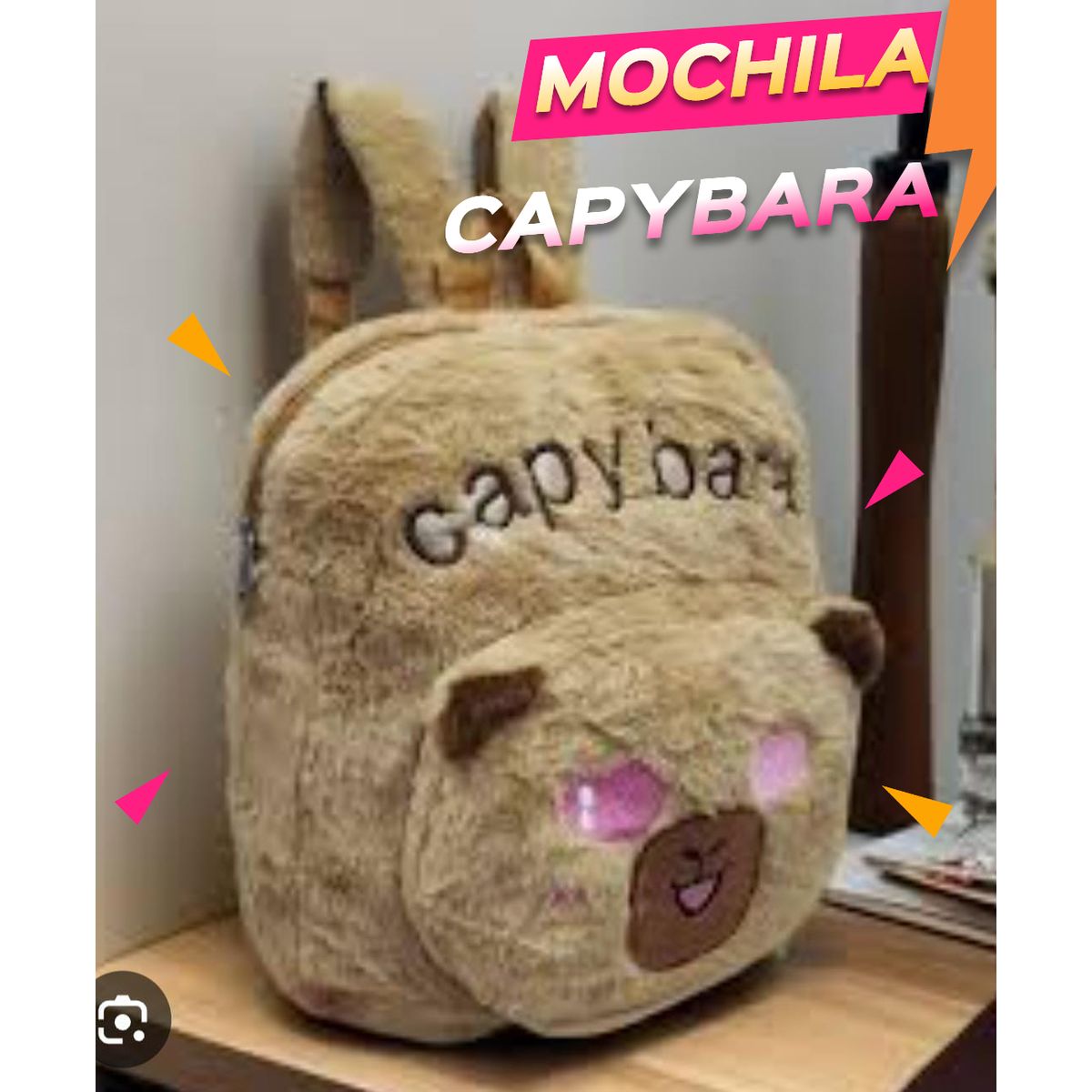 GENERICO - MOCHILA CAPIBARA PELUCHE AFELPADO MARRÓN