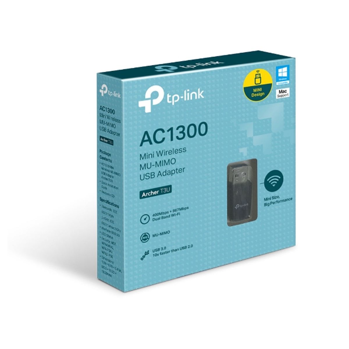 TP LINK - AC1300 Mini Wireless MU-MIMO USB Adapter ARCHER T3U
