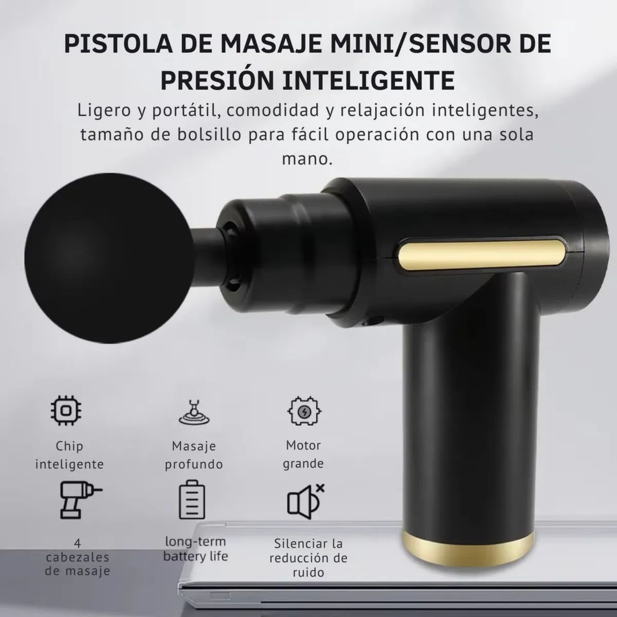 MASSAGE GUNS - Pistola de Masaje Muscular Profundo 6 Modos y 4 Cabezales