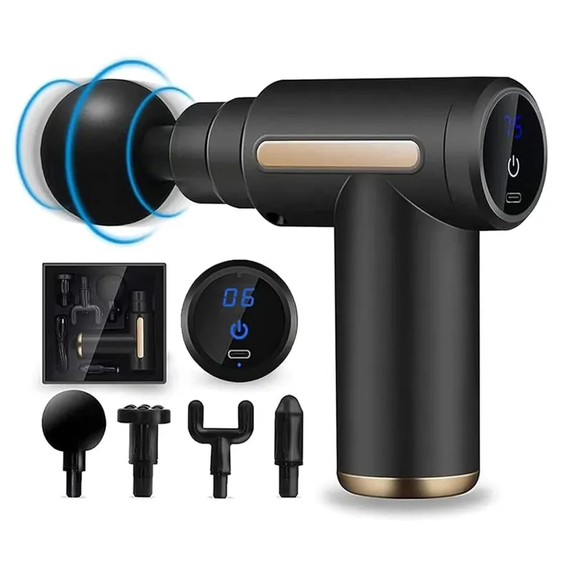 MASSAGE GUNS - Pistola de Masaje Muscular Profundo 6 Modos y 4 Cabezales