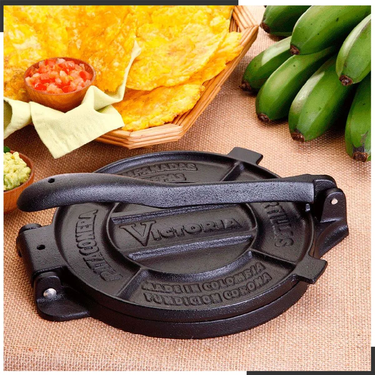 VICTORIA - PRENSA PARA TORTILLAS VICTORIA DE HIERRO FUNDIDO DE 16 CM DE DIAMETRO