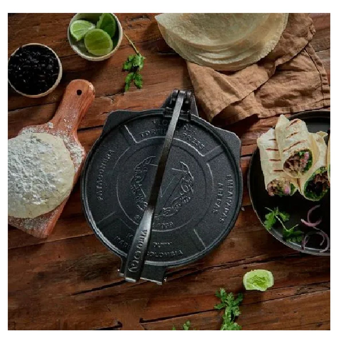 VICTORIA - PRENSA PARA TORTILLAS VICTORIA DE HIERRO FUNDIDO DE 25 CM DE DIAMETRO