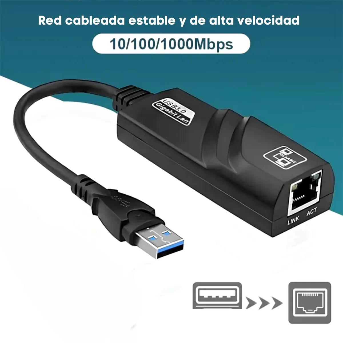 GENERICO - Adaptador Usb 3.0 A Rj45 Ethernet Gigabit Windows - Mac Os