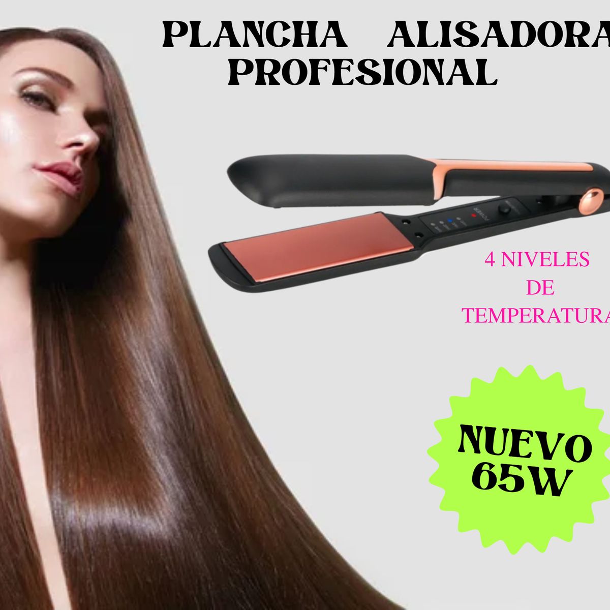 GENERICO - PLANCHA ALISADORA 4 NIVELES DE CERÁMICA PARA CABELLO