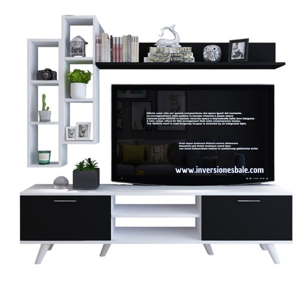 GENERICO - Centro de Entretenimiento Mesa + Repisa Flotante Holly -  Vaquita Home