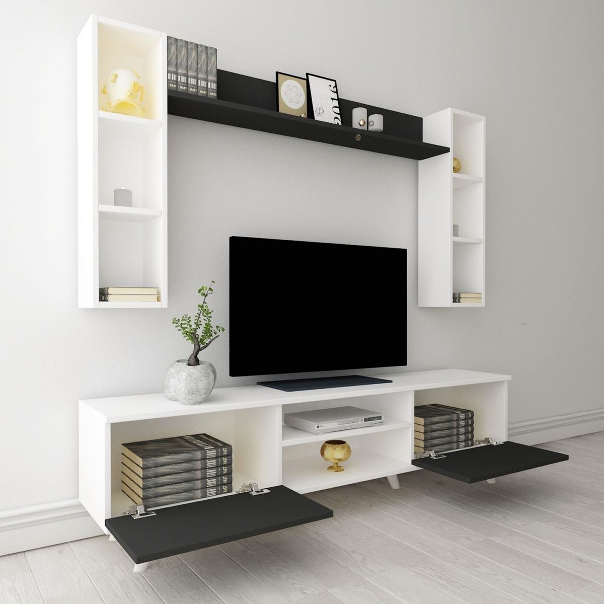 GENERICO - Centro de Entretenimiento Mesa + Repisa Flotante Holly -  Vaquita Home