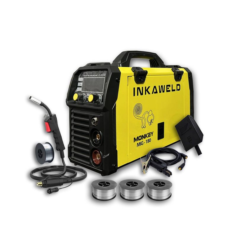 GENERICO - Soldadora Inversora Mig 180A INKAWELD + 3 Kg Alambre Flux