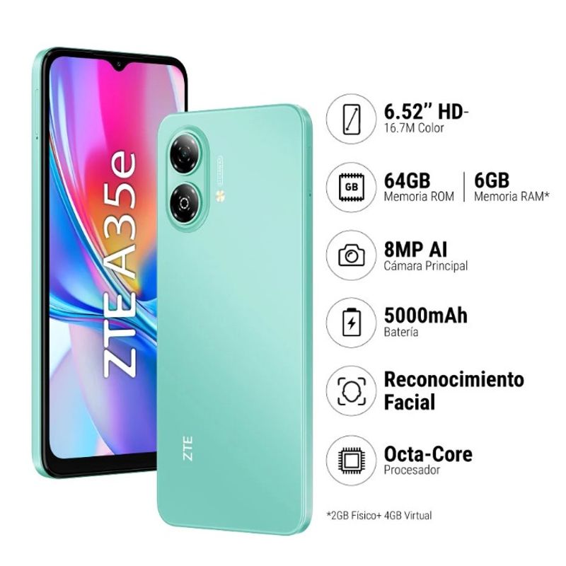 ZTE - CELULAR SMARTPHONE ZTE  BLADE A35e 2GB+64GB VERDE
