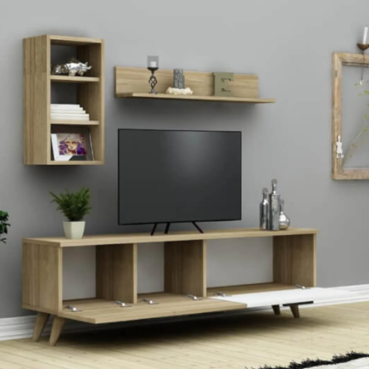 GENERICO - Centro de Entretenimiento Mesa + Repisa Flotante Sophie -  Vaquita Home