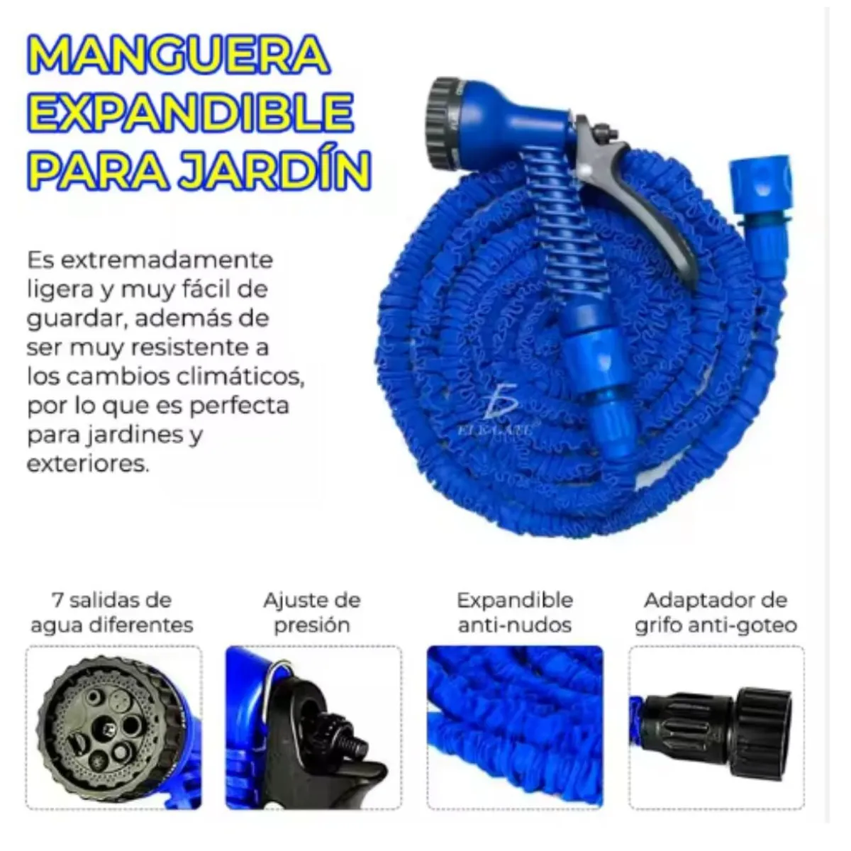 GENERICO - Manguera Pistola de jardín flexible extensible de 15 metros