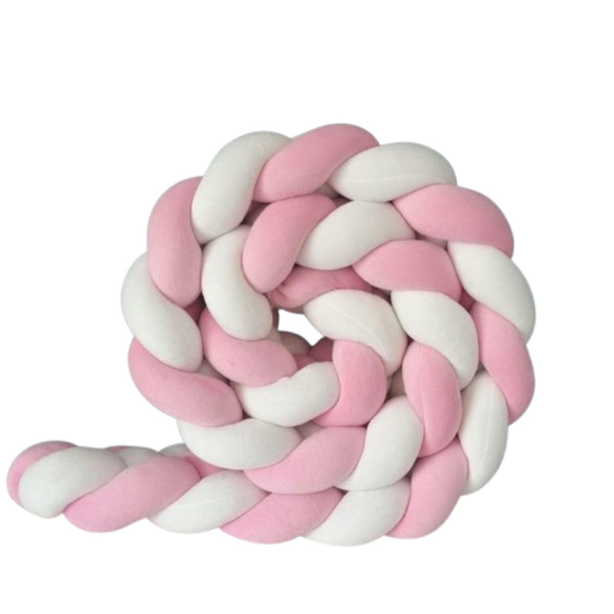 GENERICO - Terciopelo, trenza protector de cuna 4 metros Blanco Rosado