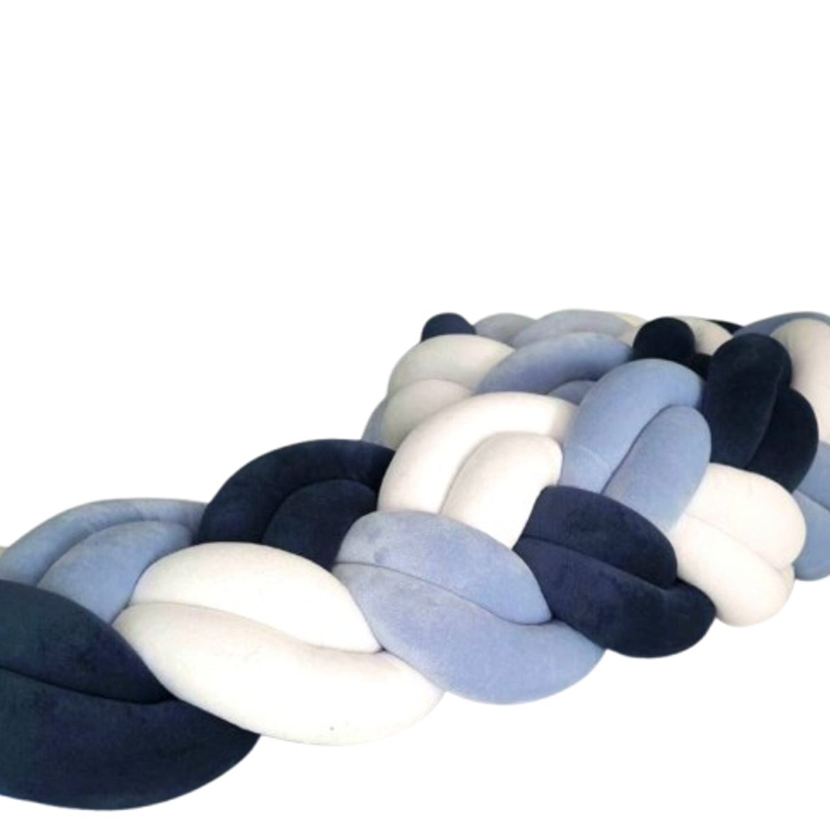 GENERICO - Terciopelo, trenza protector de cuna 4 metros Blanco azul y celeste