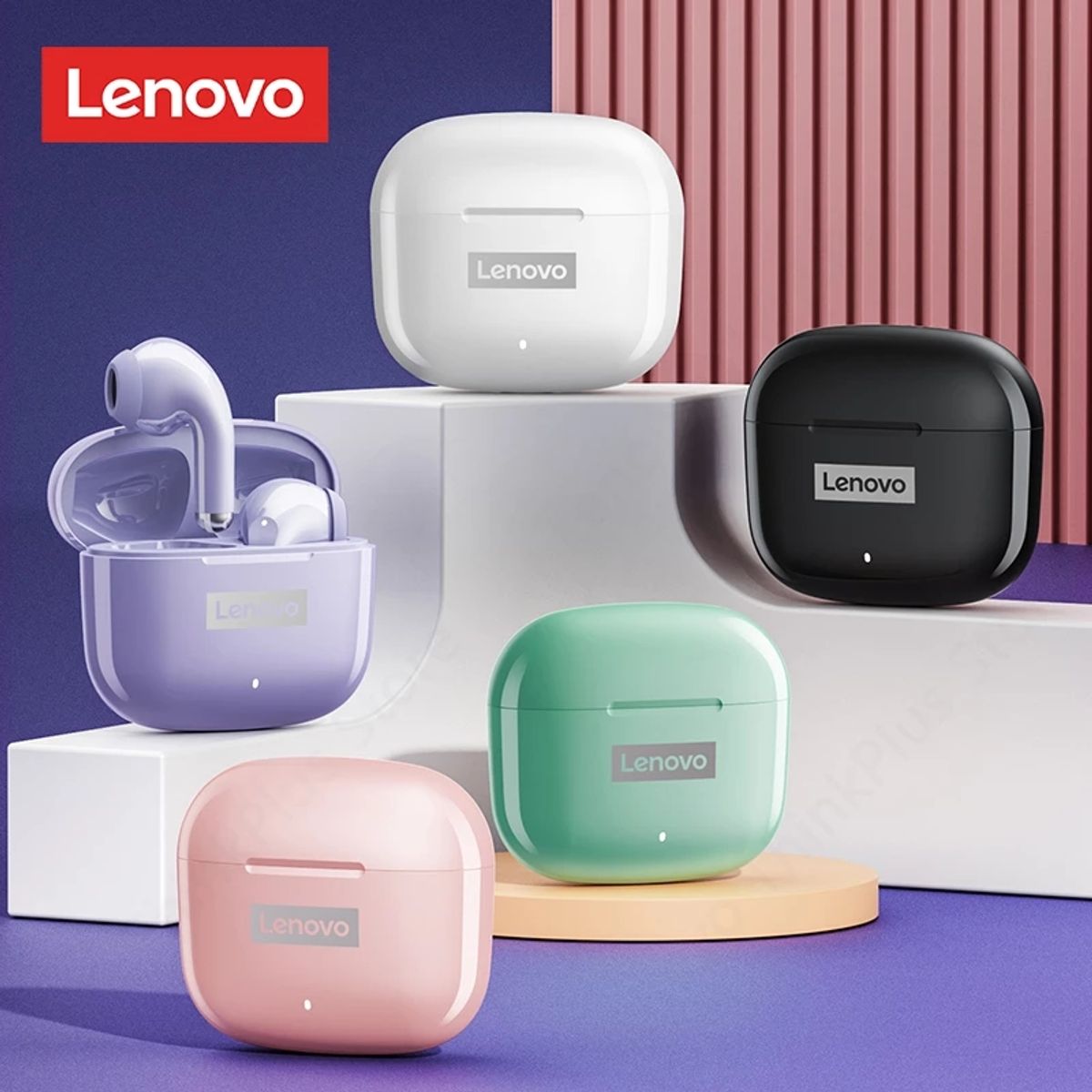 LENOVO - Set 2 De Audífonos Lenovo LP40 Pro    Bluetooth 5.1-Rosa