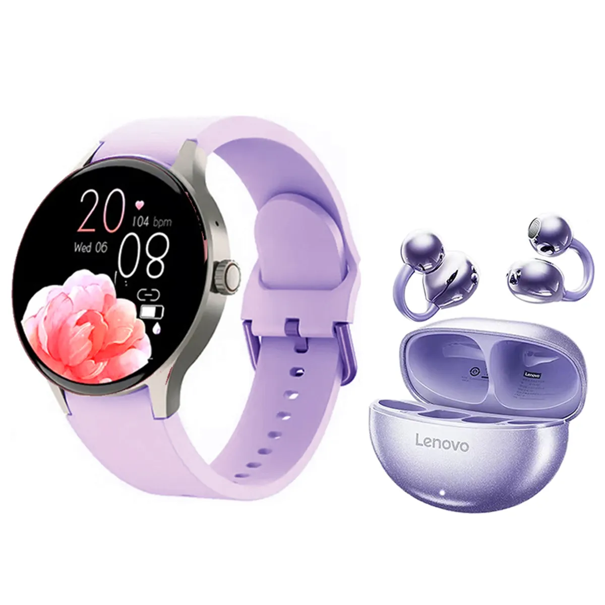 LENOVO - Reloj inteligente  Toumi Y80 Morado y Audifonos Lenovo TA140 -P