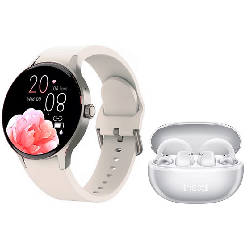 HAYLOU - Reloj inteligente Toumi Y80 Blanco y Audifonos HAYLOU AirFree-W