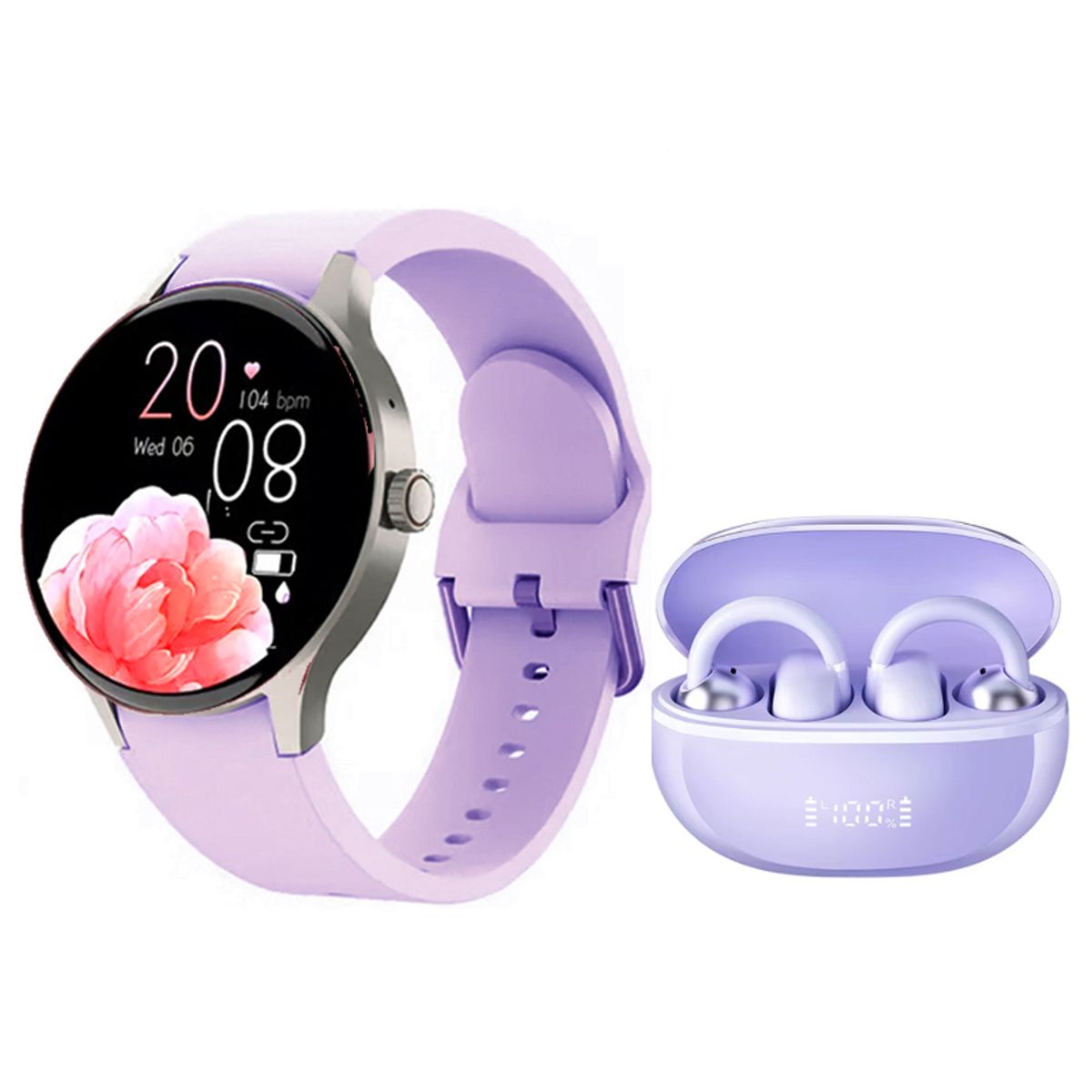 HAYLOU - Reloj inteligente  Toumi Y80 Morado y Audifonos HAYLOU AirFree-M
