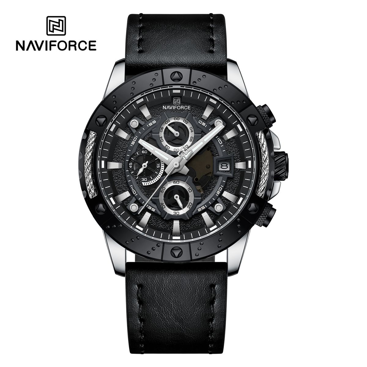 NAVIFORCE - Reloj Naviforce NF8055 Negro Correa Cuero para Caballero