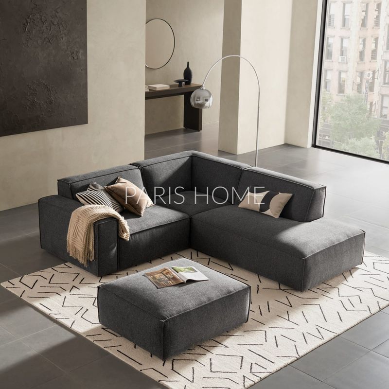 GENERICO - Sofá Seccional con Chaise Derecho Jonathan - Gris Oscuro