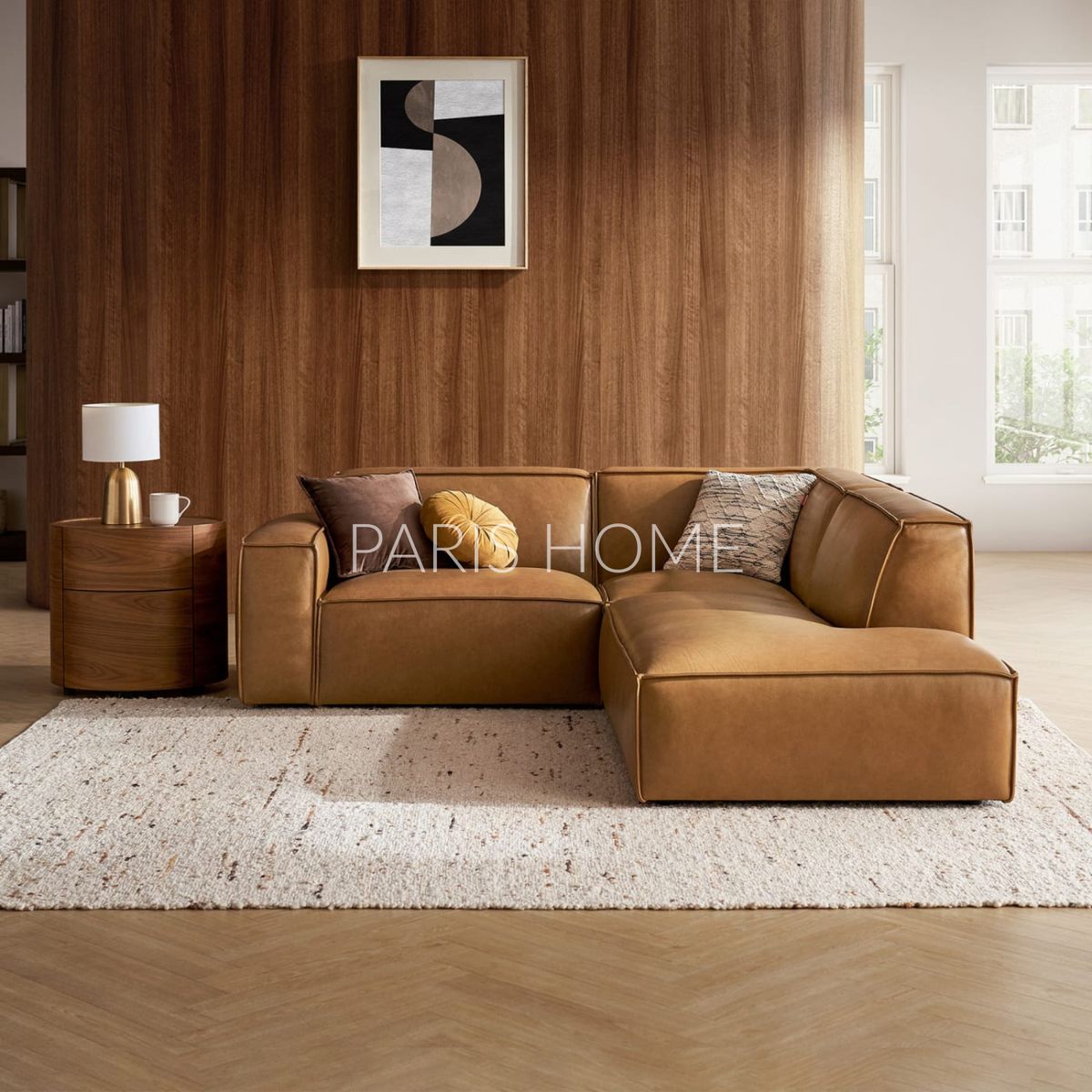 GENERICO - Sofá Seccional con Chaise Derecho Jonathan Ultracuero - Marrón