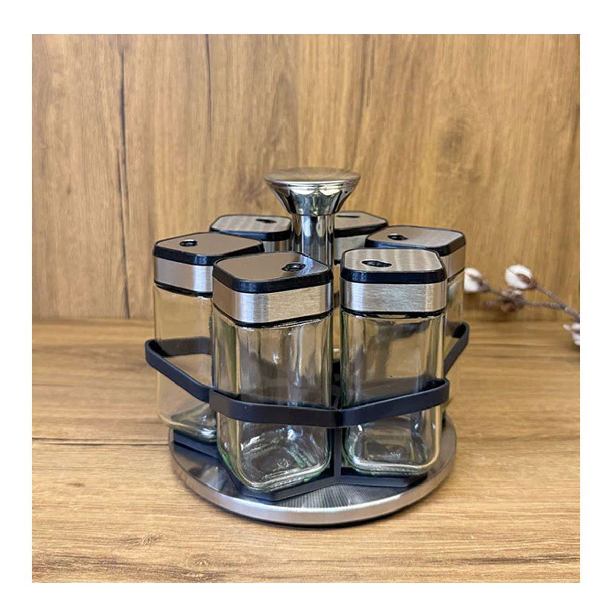 GRETAIL - Condimentero Giratorio De Vidrio 6 Frascos Diseño Elegante 2025