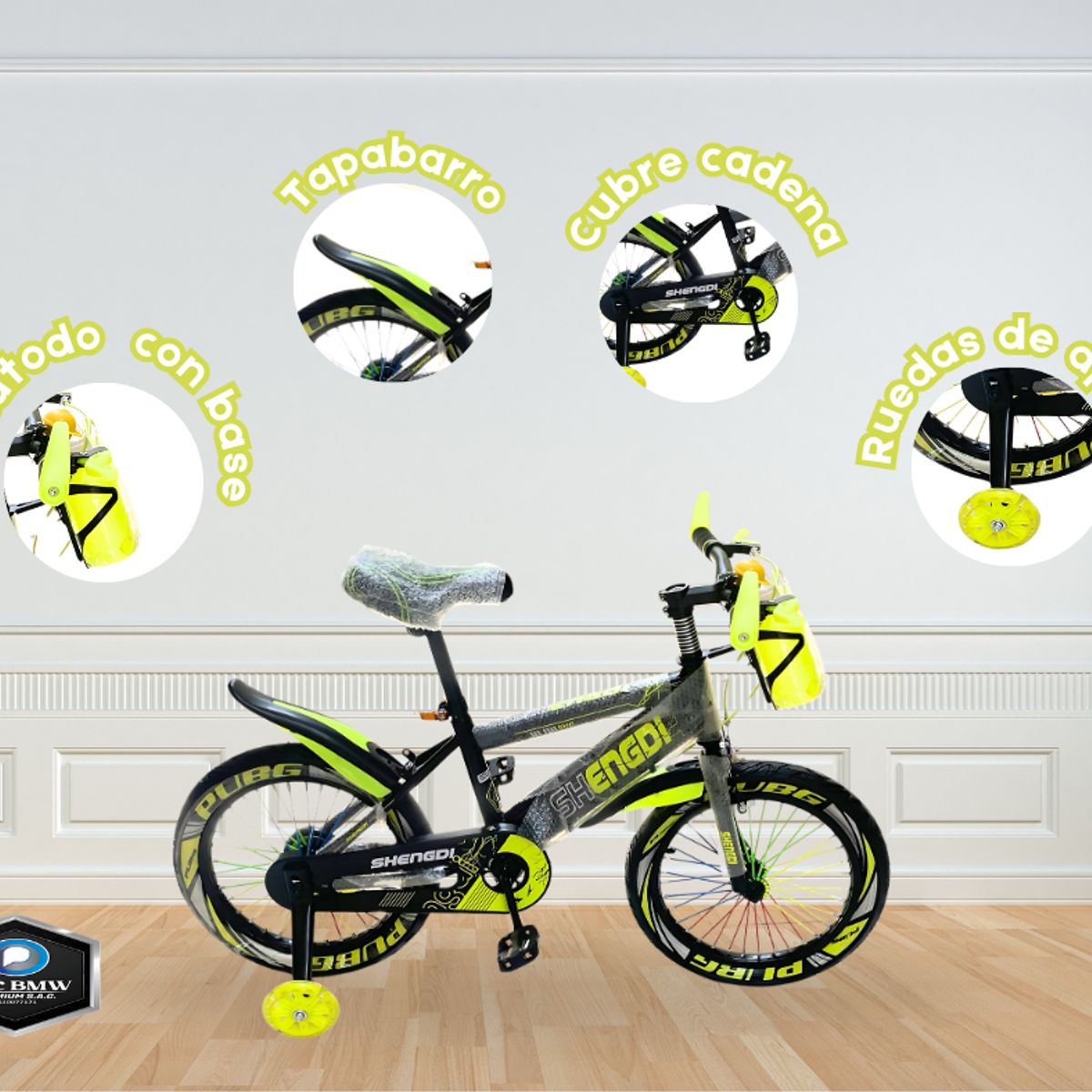 GENERICO - Bicicleta para Niño VERDE ARO 16 INCLUYE TOMATODO