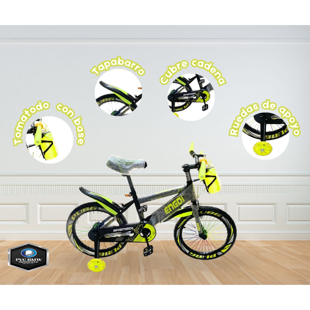 GENERICO - Bicicleta para Niño VERDE ARO 16 INCLUYE TOMATODO