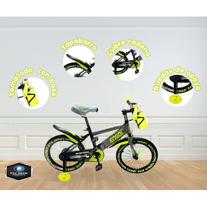 GENERICO - Bicicleta para Niño VERDE ARO 16 INCLUYE TOMATODO