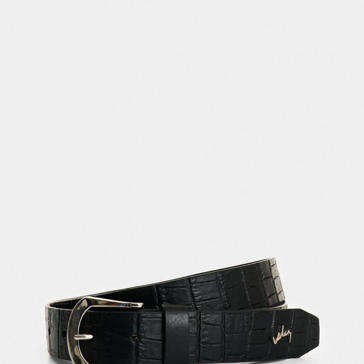 VELEZ - Vélez Cinturón Unifaz Pradera De Cuero Mujer Grabado Negro