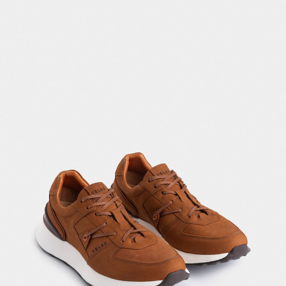 VELEZ - Vélez Zapatillas Enif Cuero Hombre Detalles  Miel