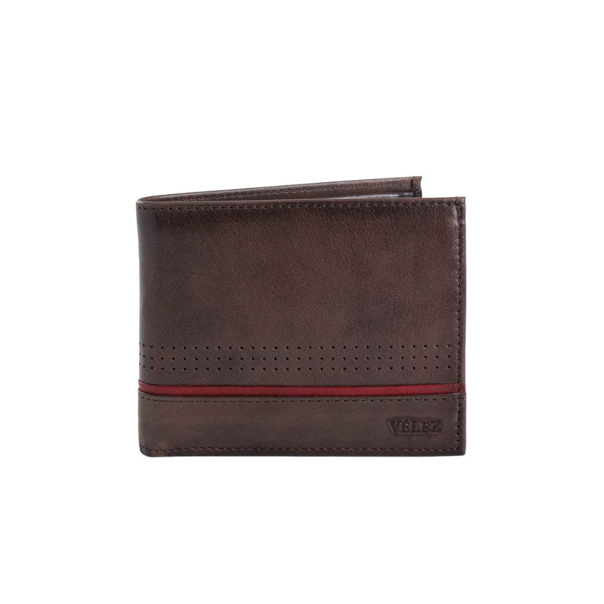 VELEZ - Vélez Billetera Kaleidos Cuero Hombre Detalle Contraste Café