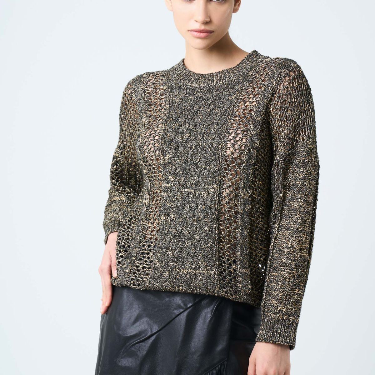 VELEZ - Vélez Sweater Alhena Tejido Mujer Detalle Lentejuelas Negro