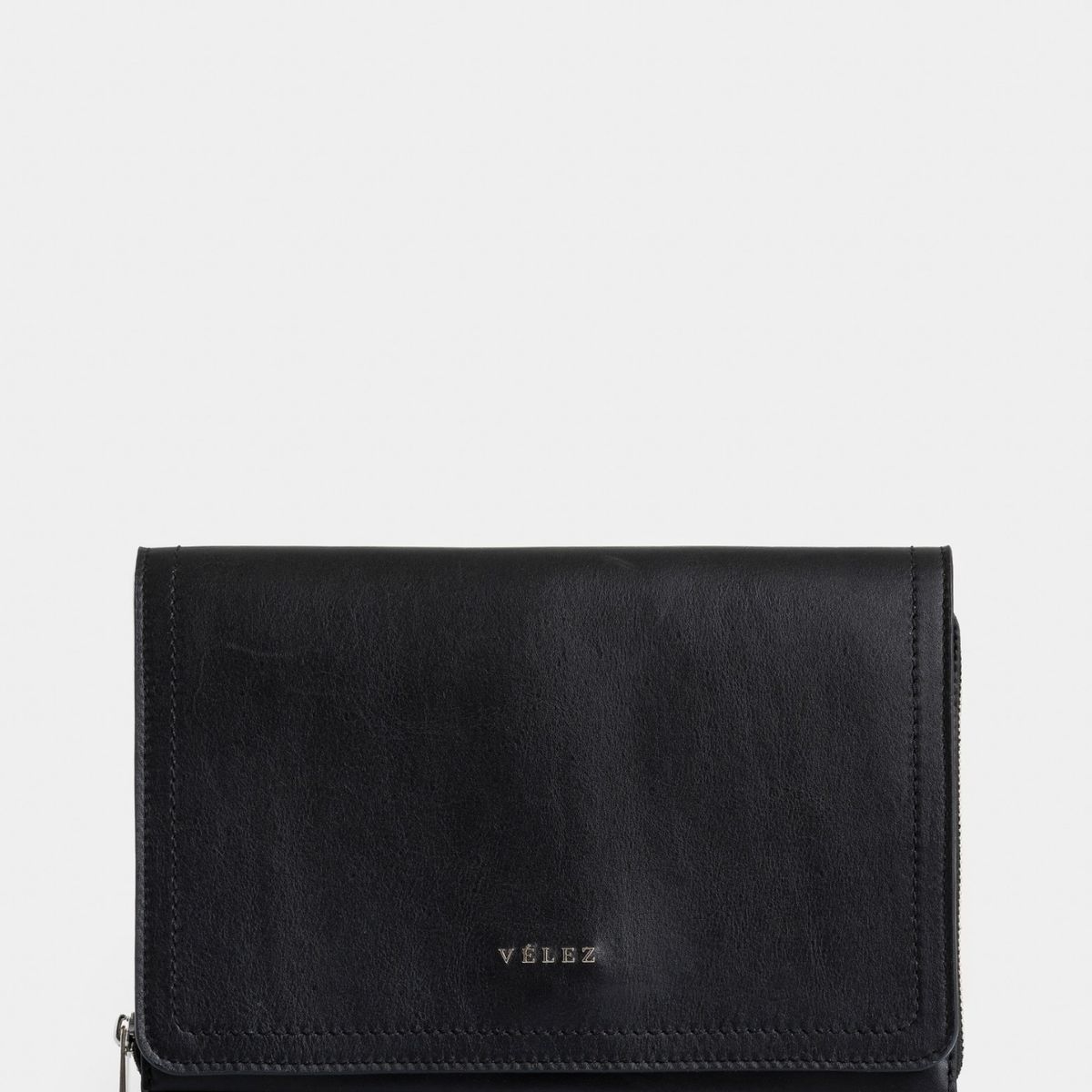 VELEZ - Vélez Cartera Bowling Abi De Cuero Mujer Correa Tejida Negro