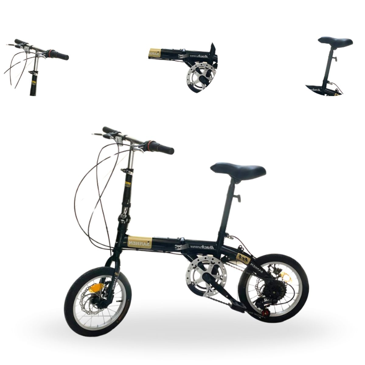 GENERICO - Bicicleta Urbana Plegable Negro ARO 16