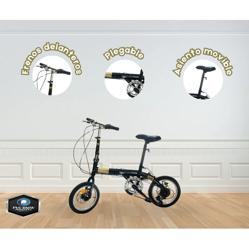 GENERICO - Bicicleta Urbana Plegable NEGRO ARO 20