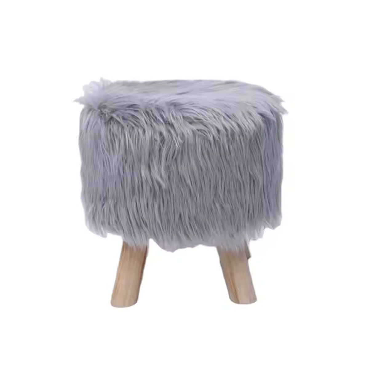 GRETAIL - Taburete Banquito Banco De Felpa Madera 30cm Plomo