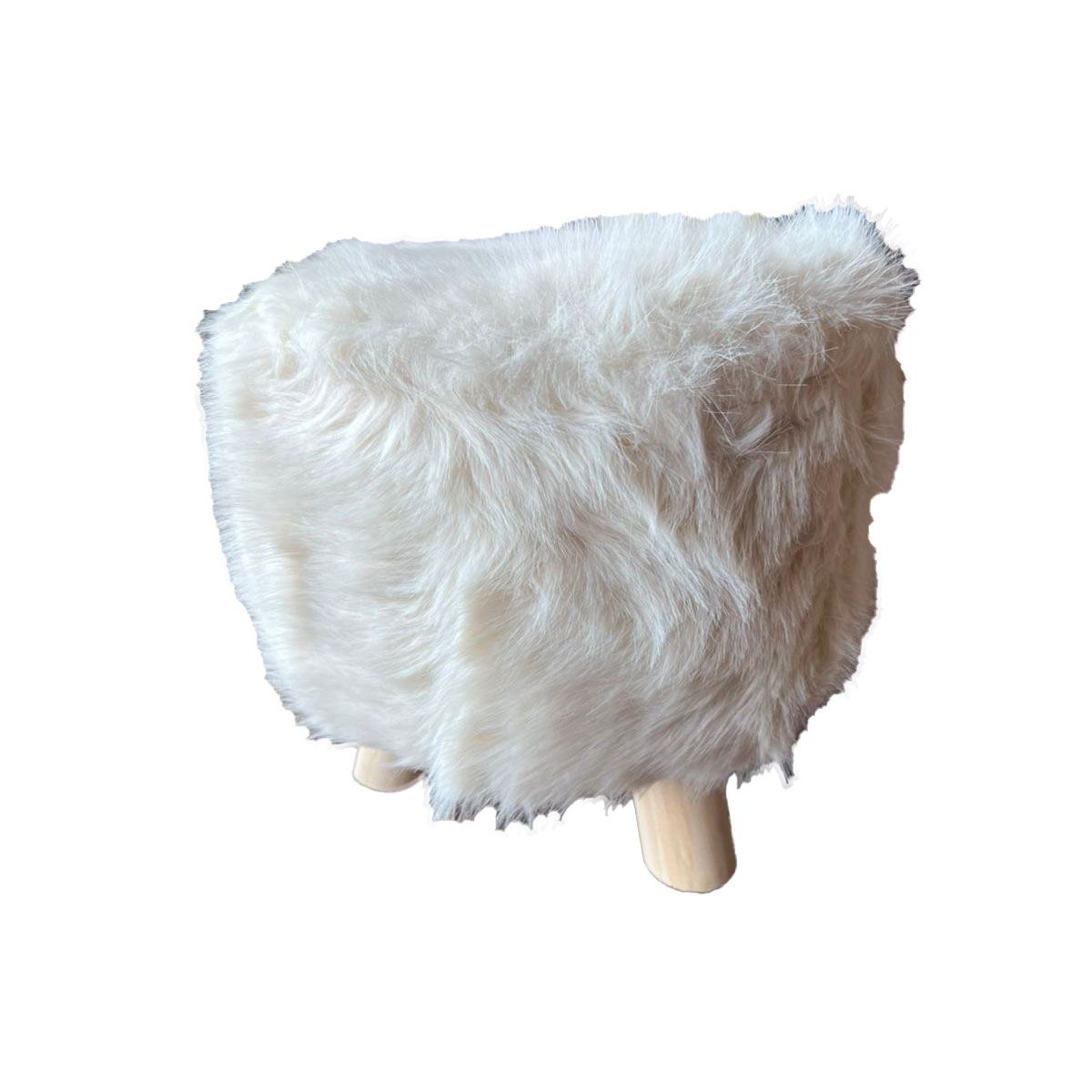 GRETAIL - Taburete Banquito Banco De Felpa Madera 30cm Beige