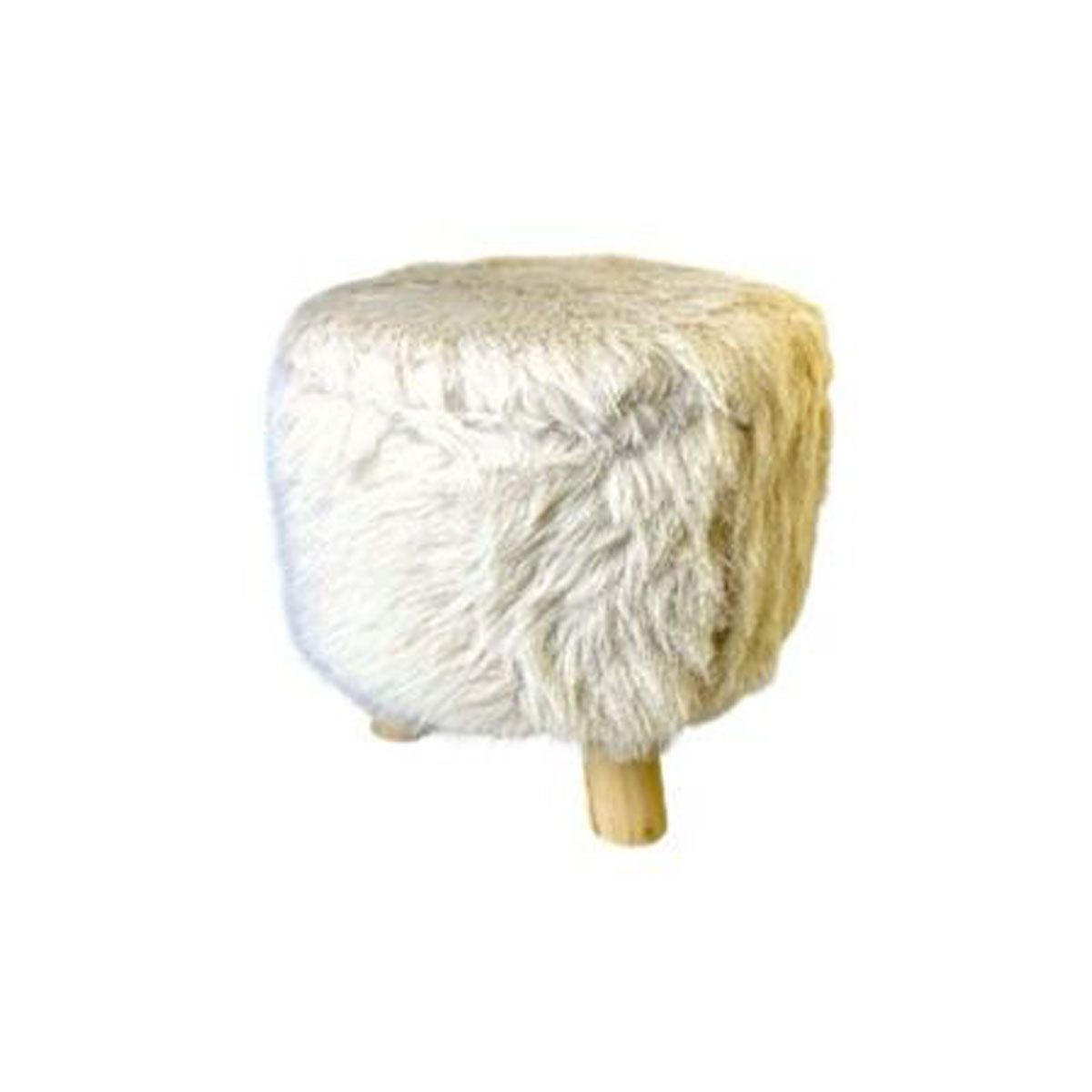 GRETAIL - Taburete Banquito Banco De Felpa Madera 30cm Blanco