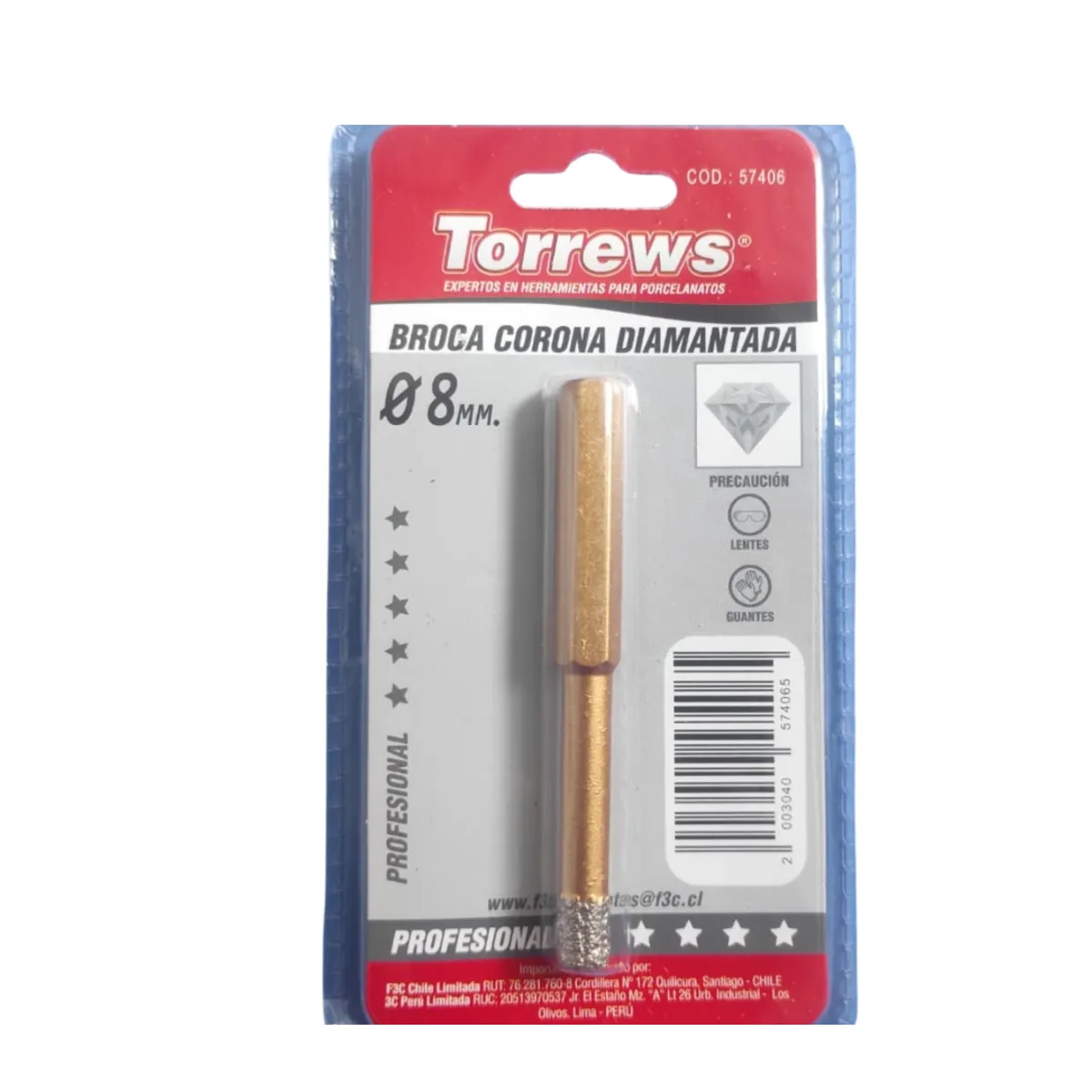 GENERICO - BROCA CORONA DIAMANTADA 8 MM