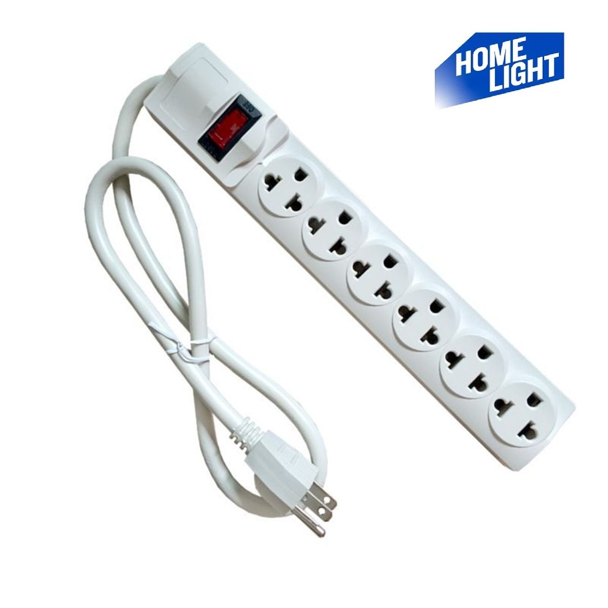 HOME LIGHT - Supresor de Pico 6 Tomas Blanco 1 metro, HOME LIGHT