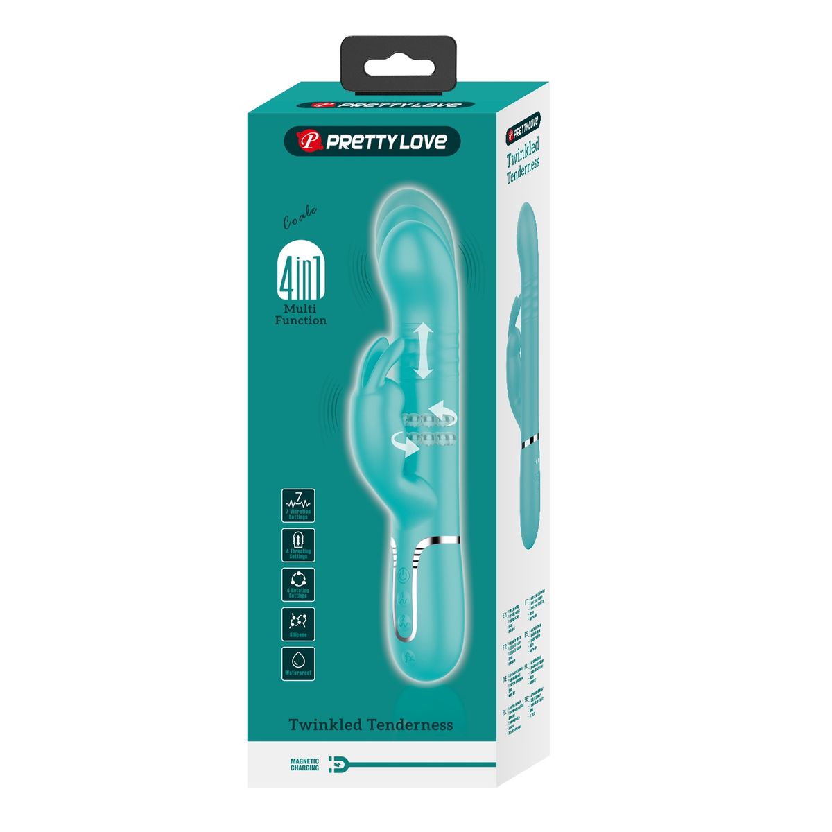 PRETTY LOVE - Vibrador Rabbit Sexual Femenino 4 en 1 Coale Masaje Punto G Cyan