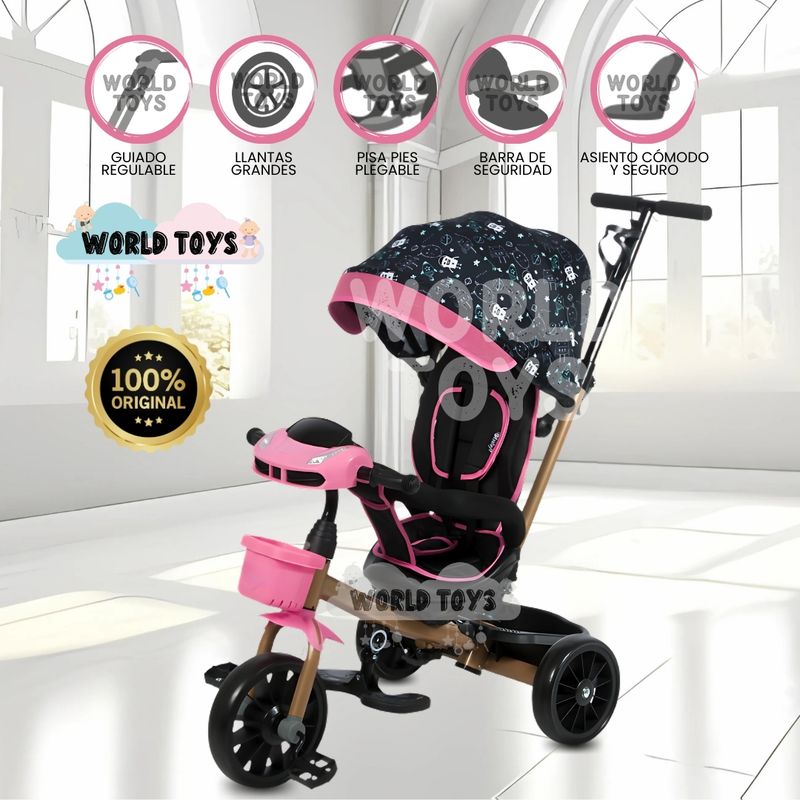 EBABY - Triciclo Guiador con Bluetooth para Niños «ROY» Pink