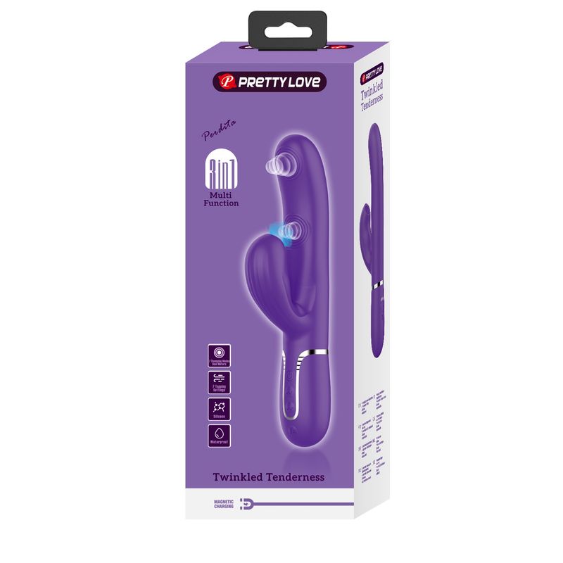 PRETTY LOVE - Vibrador Rabbit Sexual Femenino 3 en 1 Succionador y Pulsación Morado