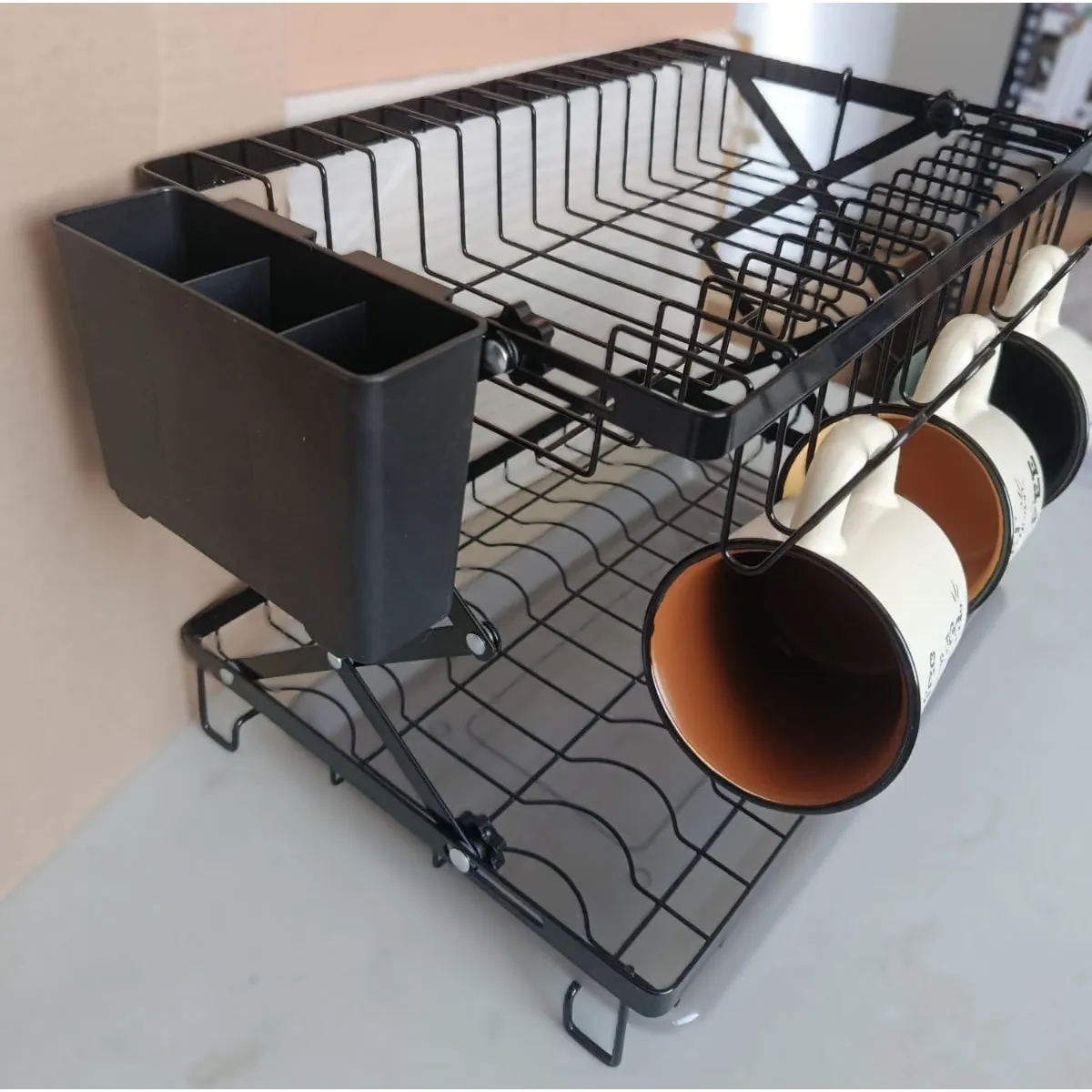 GENERICO - Escurridor de Platos Expandible de 2 Niveles Negro