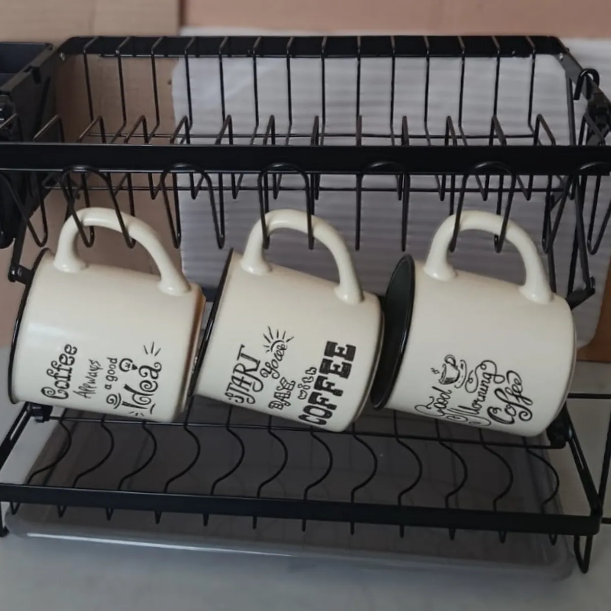 GENERICO - Escurridor de Platos Expandible de 2 Niveles Negro