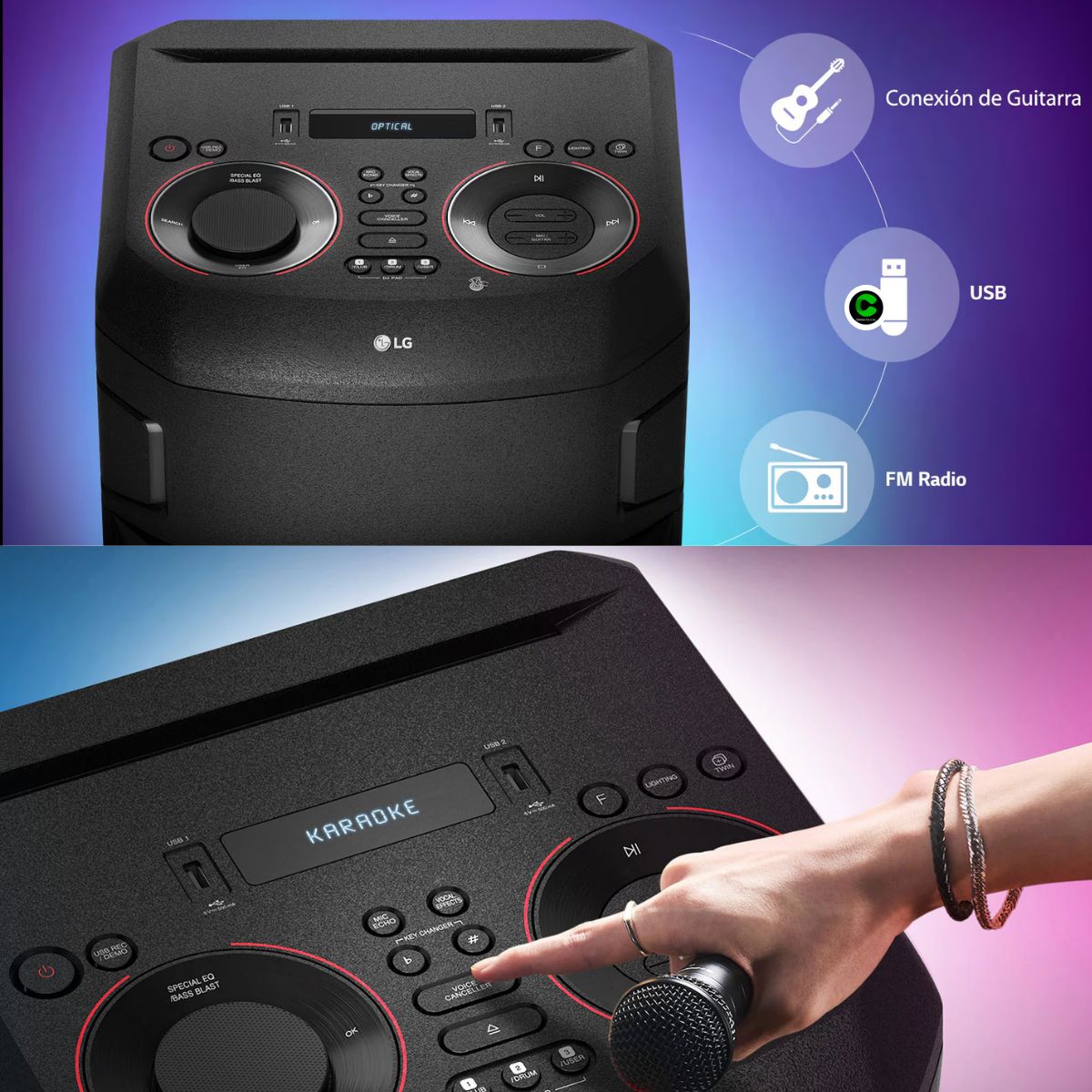 LG - TORRE DE SONIDO LG XBOOM RNC5 con Bluetooth y Karaoke