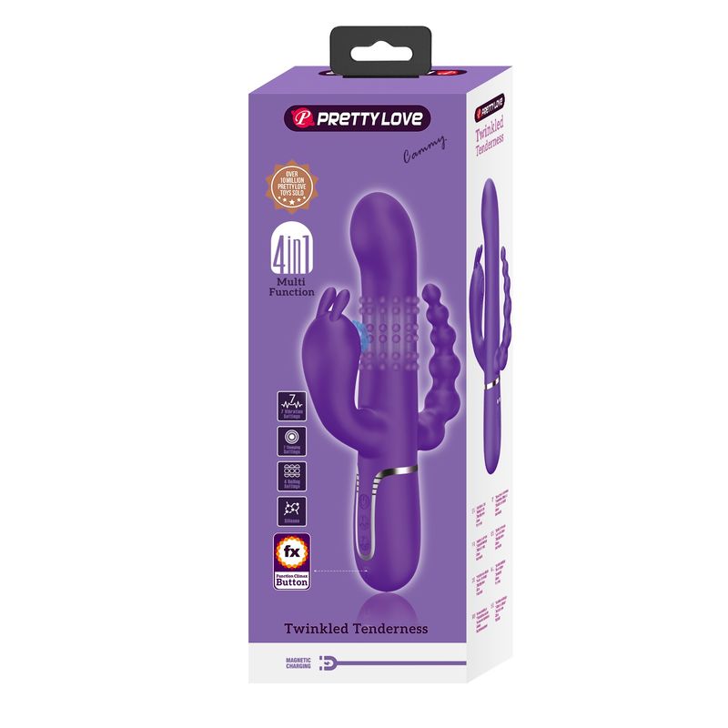 PRETTY LOVE - Vibrador Rabbit Sexual Femenino 4 en 1 Cammy Masaje Punto G Recargable